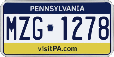 PA license plate MZG1278