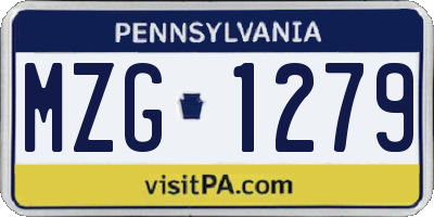 PA license plate MZG1279