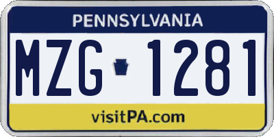 PA license plate MZG1281