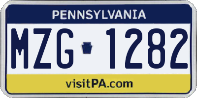 PA license plate MZG1282