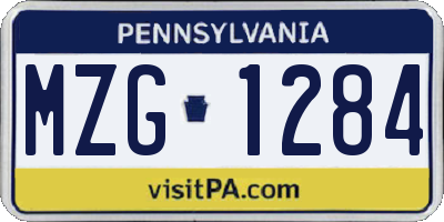 PA license plate MZG1284