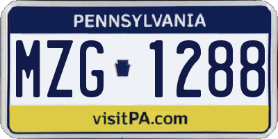 PA license plate MZG1288