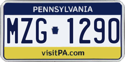 PA license plate MZG1290