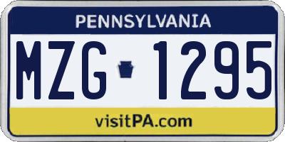 PA license plate MZG1295
