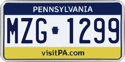 PA license plate MZG1299
