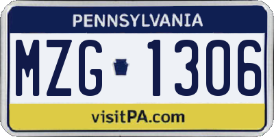 PA license plate MZG1306