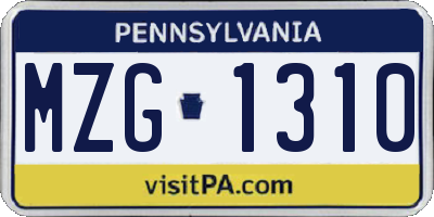 PA license plate MZG1310