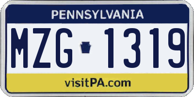 PA license plate MZG1319