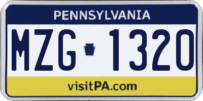 PA license plate MZG1320