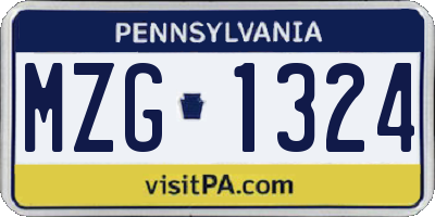 PA license plate MZG1324