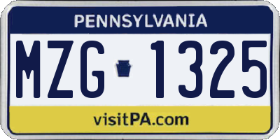 PA license plate MZG1325