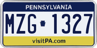 PA license plate MZG1327