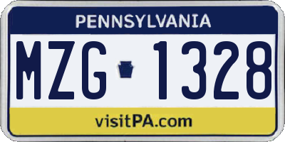 PA license plate MZG1328