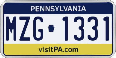 PA license plate MZG1331