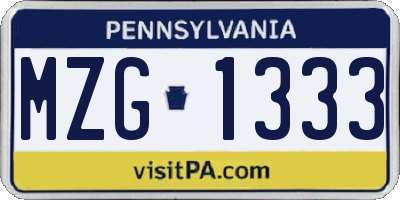 PA license plate MZG1333
