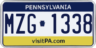 PA license plate MZG1338