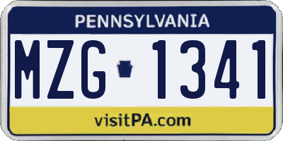 PA license plate MZG1341