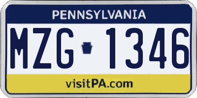 PA license plate MZG1346