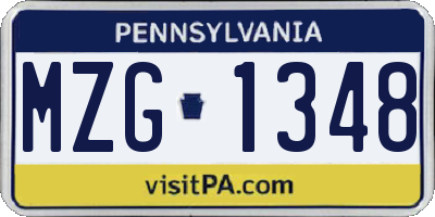 PA license plate MZG1348