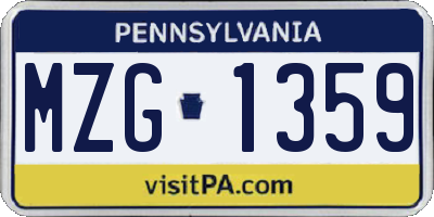 PA license plate MZG1359