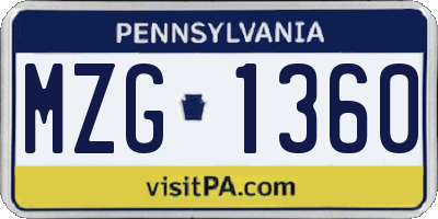 PA license plate MZG1360