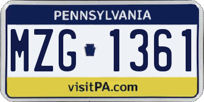 PA license plate MZG1361