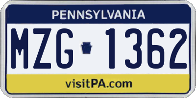 PA license plate MZG1362