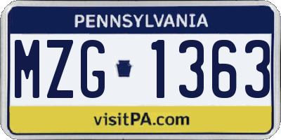 PA license plate MZG1363
