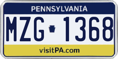 PA license plate MZG1368