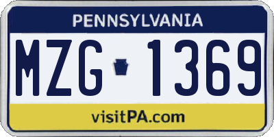 PA license plate MZG1369