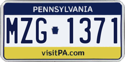 PA license plate MZG1371