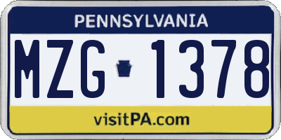 PA license plate MZG1378