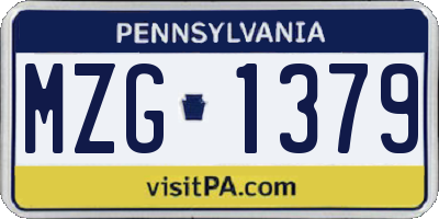 PA license plate MZG1379