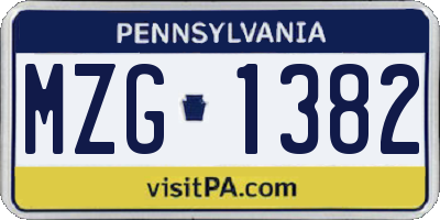 PA license plate MZG1382