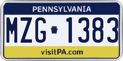 PA license plate MZG1383