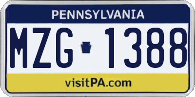 PA license plate MZG1388