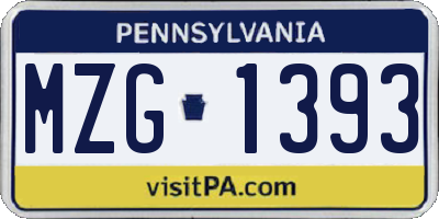 PA license plate MZG1393