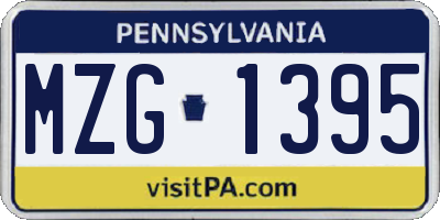 PA license plate MZG1395