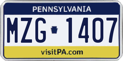 PA license plate MZG1407