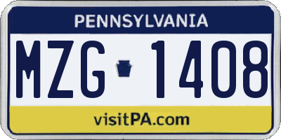 PA license plate MZG1408