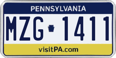 PA license plate MZG1411