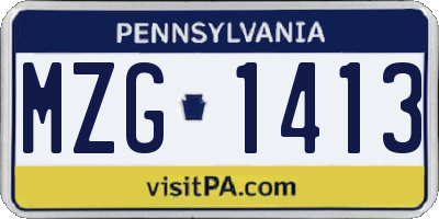 PA license plate MZG1413