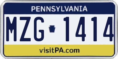 PA license plate MZG1414