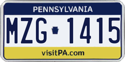 PA license plate MZG1415