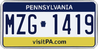 PA license plate MZG1419