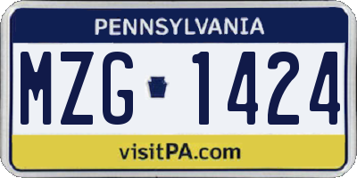 PA license plate MZG1424