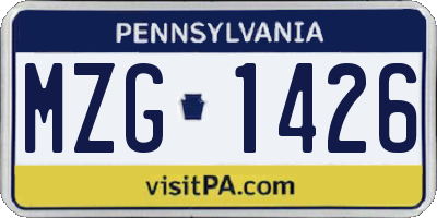 PA license plate MZG1426