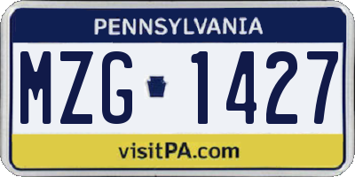 PA license plate MZG1427