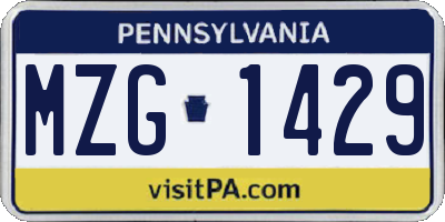 PA license plate MZG1429