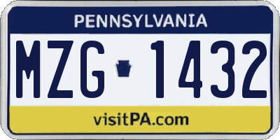 PA license plate MZG1432